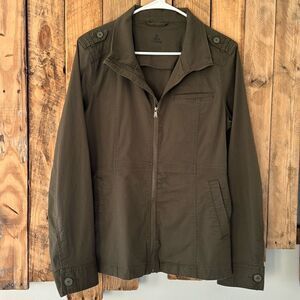PrAna Mayve Army Green Military Style Full Zip Cotton Utility Jacket Size L